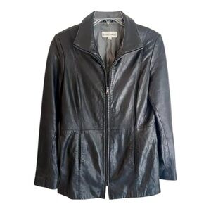 90s Y2K Black Leather Jacket Small Butter Soft Leather Boston Harbour